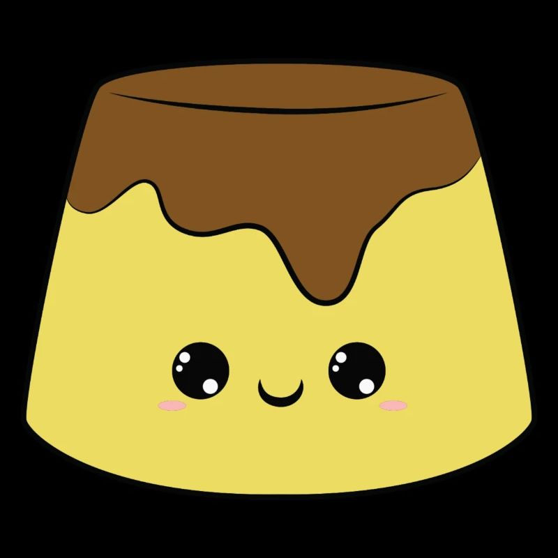 cute smiling pudding dessert, pudding doux