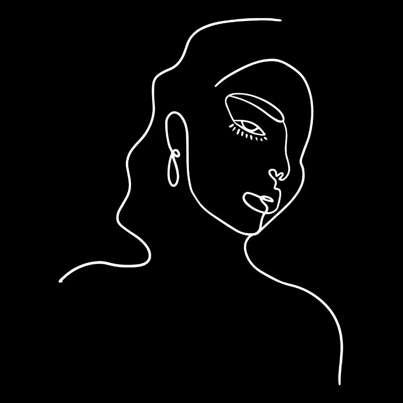 Line Art Gezeichnete Frau Mit Hut Design
