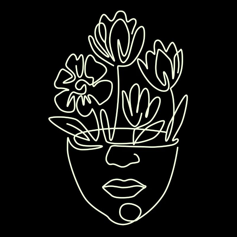 Line Art Gezeichnete Frau Mit Hut Design