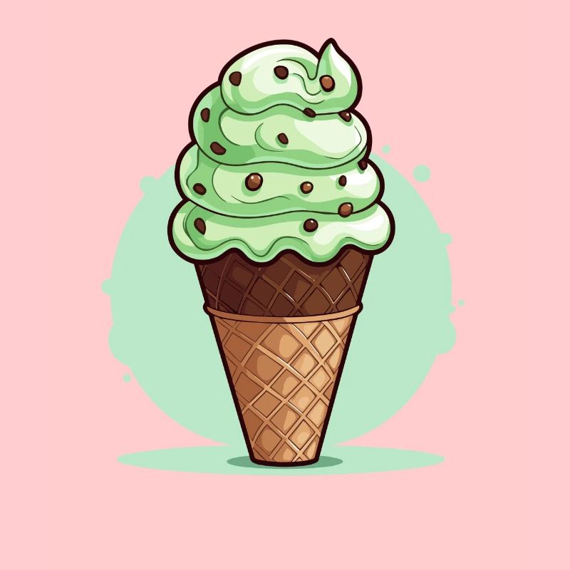 Cornet de crème glacée aux pépites de chocolat à la menthe