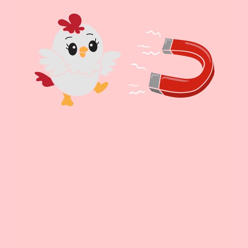 Funny chicken with magnet - cute illustration
