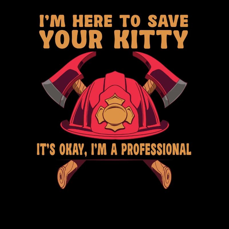 I'm Here To Save Your Kitty Firefighter Humor