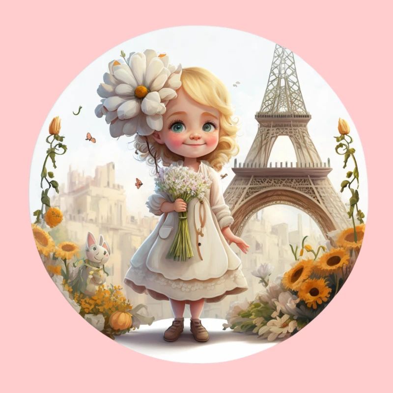 JOLIE PETITE FILLE A LA TOUR EIFFEL - FLEURS