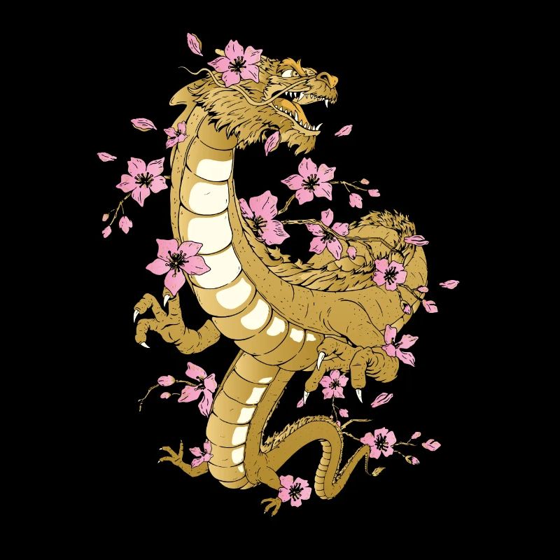 Japanischer Drache Kirschblüten Sakura Drachen