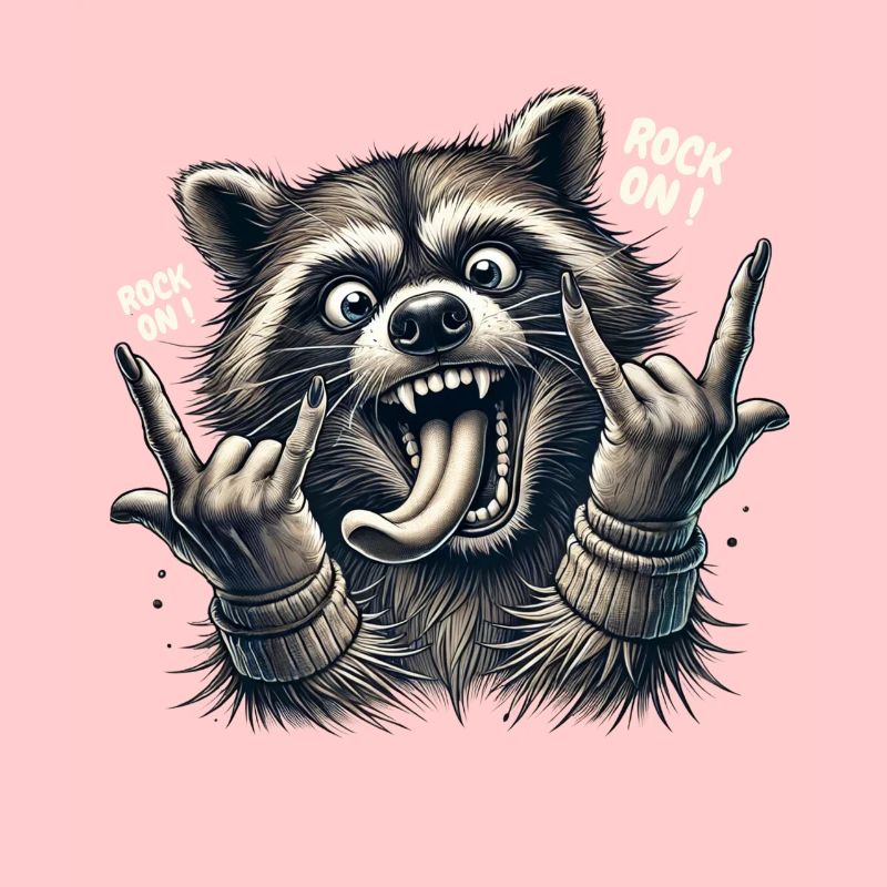 Rock On Waschbär Heavy Metal Design