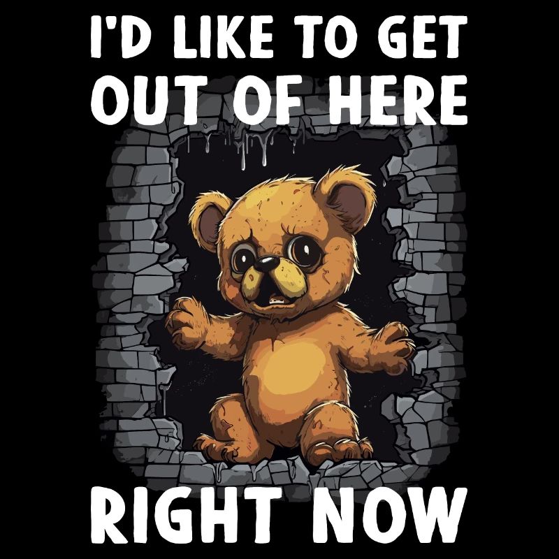 Teddybär auf der Flucht Arbeit Job Beruf Spruch