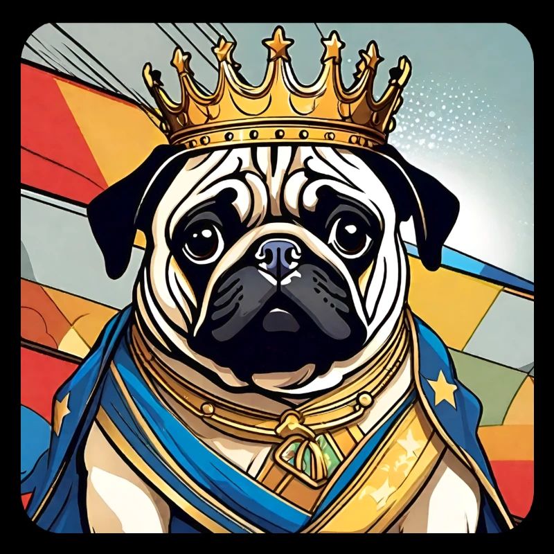 Niedlicher königlicher Mops mit Krone