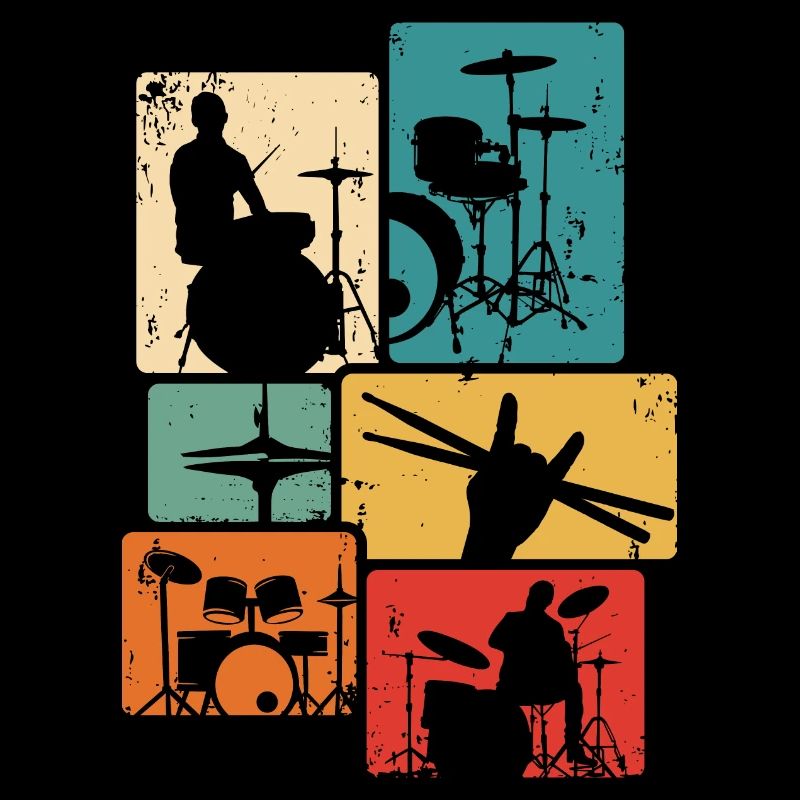 Drummer Retro Drum Set Drumsticks Drumming