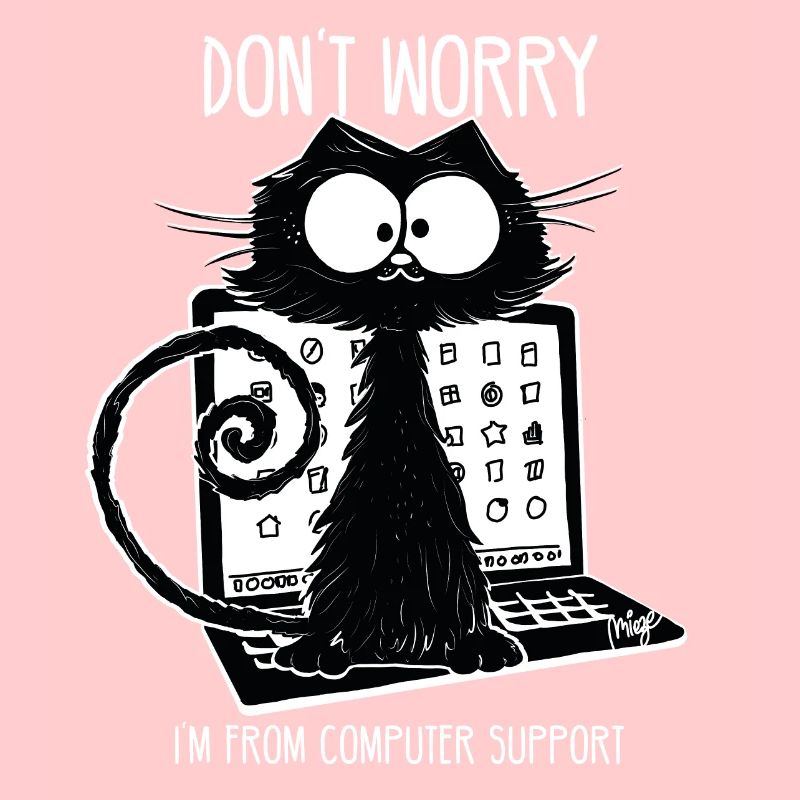 Support informatique drôle de chat noir