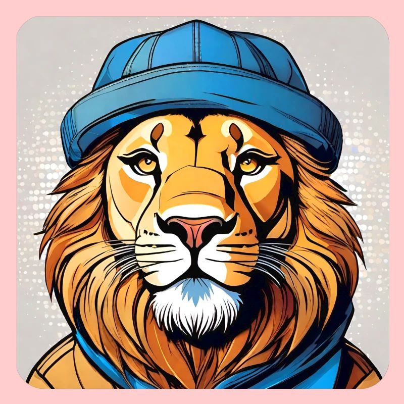 Lion cool avec chapeau
