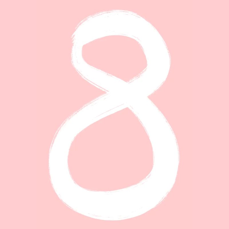 8 Eight Numbers Hand-Painted White Gift Idea