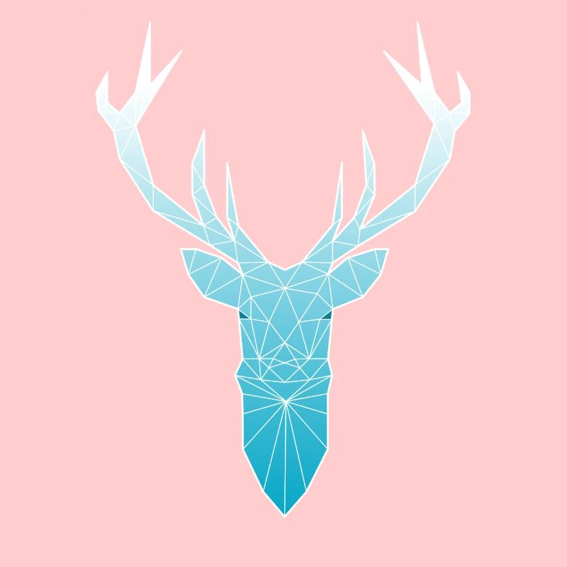 Deer head in triangle design (light blue)