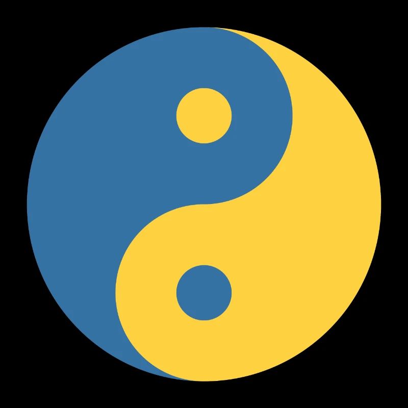 Yin und Yang Symbol in Blau & Gelb Python Coder