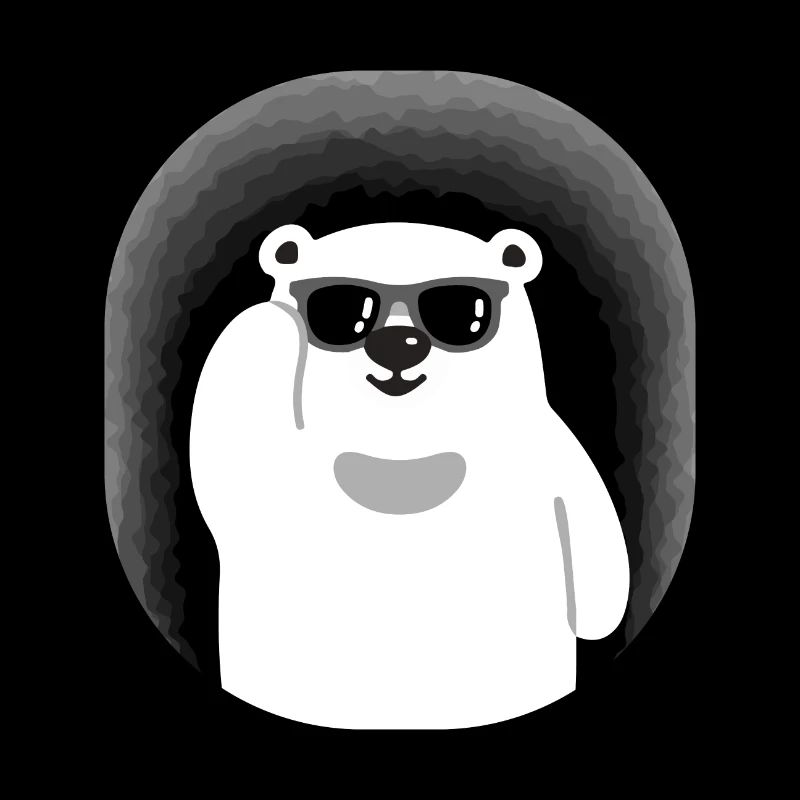 Bear with sunglasses in cave