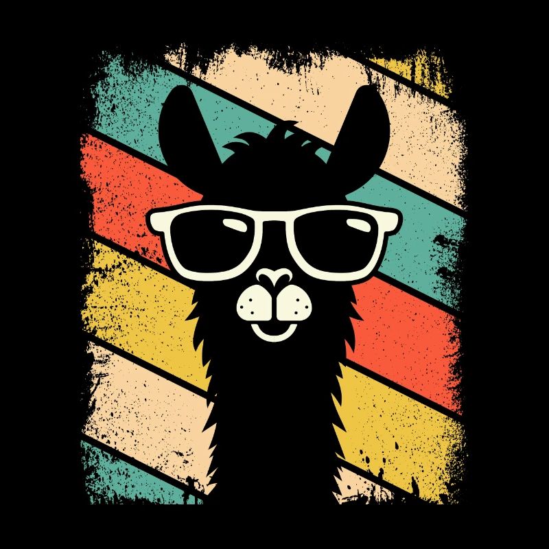 Retro Lama Alpaca with Sunglasses Lama Alpaka