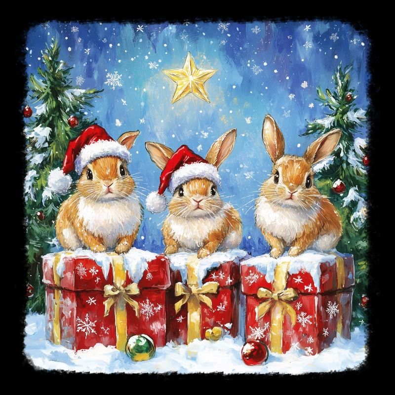 Lustige Weihnachtshasen mit Weihnachtsmannmütze