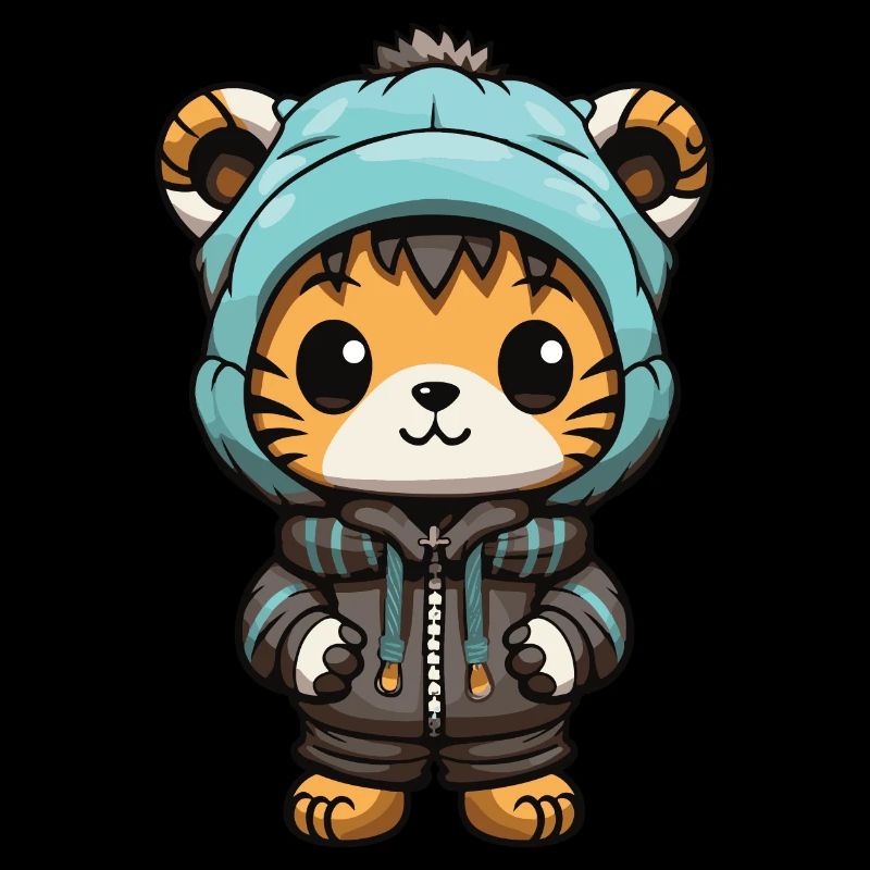 Tiger Winter Animal Cute Comic