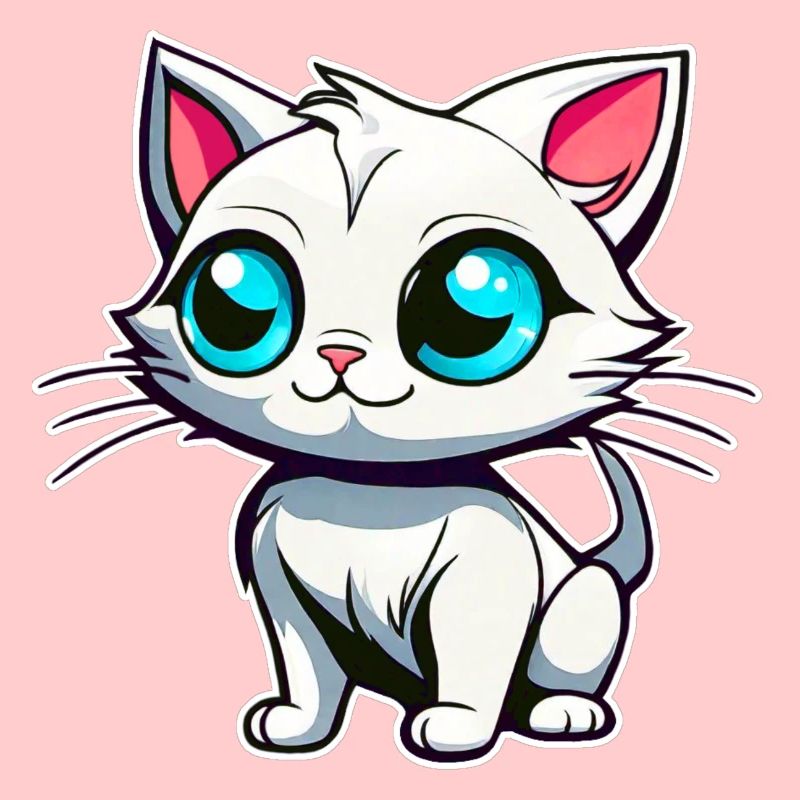 Chat blanc mignon aux yeux bleus