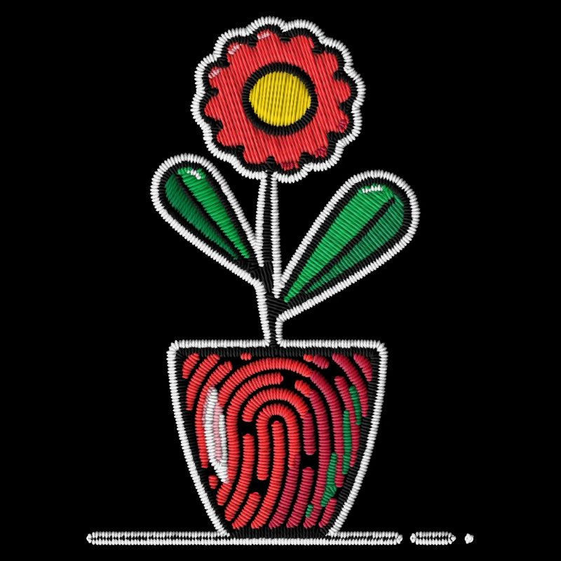 Fleur dans un pot comme motif de broderie