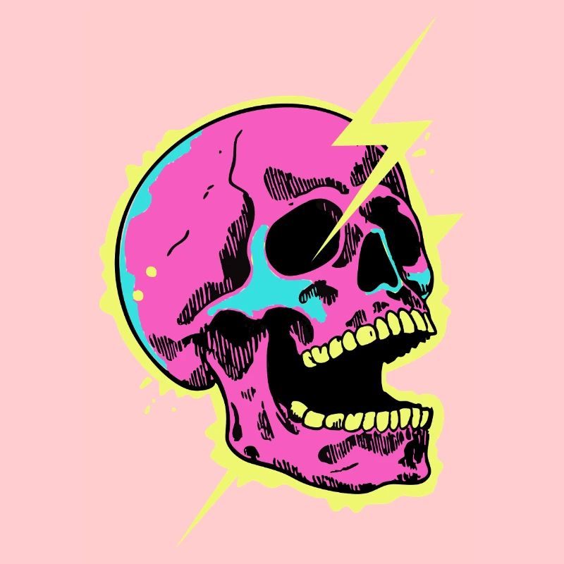 Neon Skull Lightning Burst