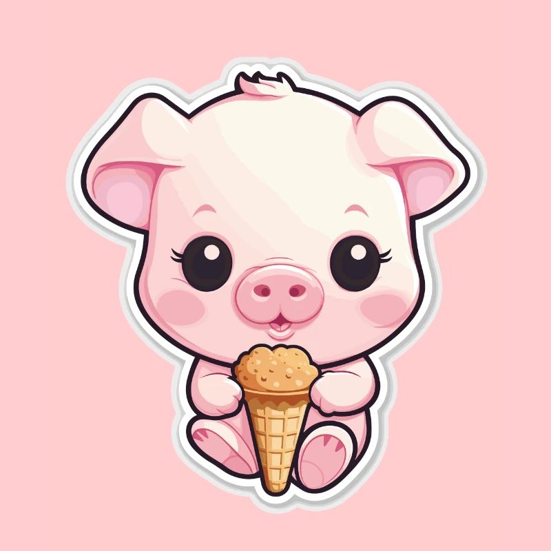 Mignon bébé cochon avec de la crème glacée