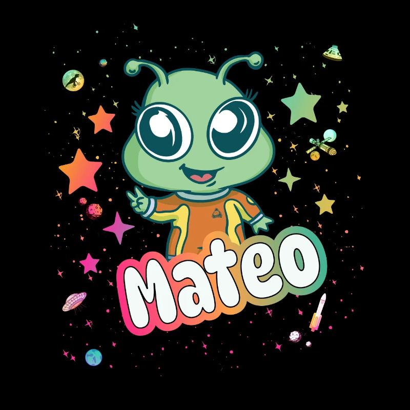 MATEO - Beau nom de garçon avec extraterrestre mignon