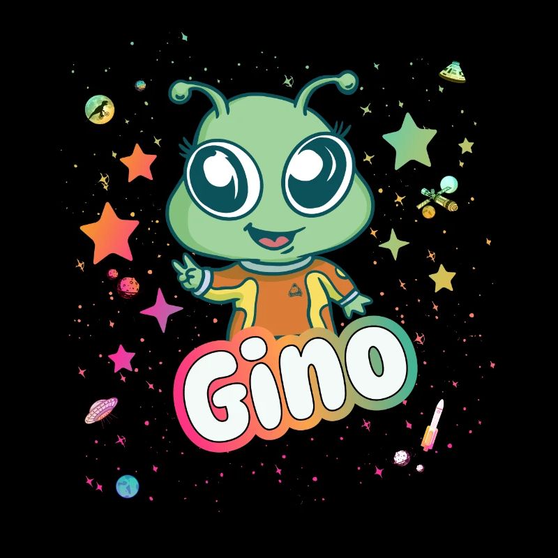 GINO - Beau nom de garçon avec un extraterrestre mignon