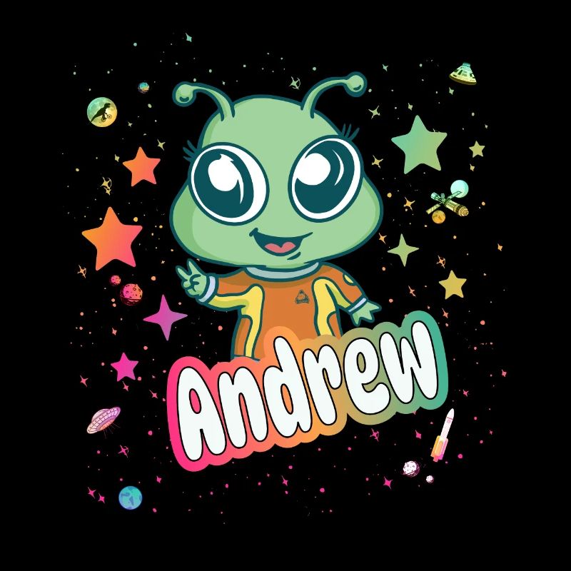 ANDREW - Beautiful boy name with cute alien