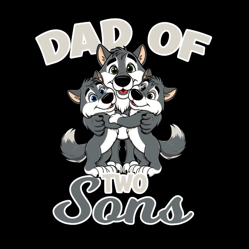 Starker Wolf mit Wolfs Kind für einen Papa