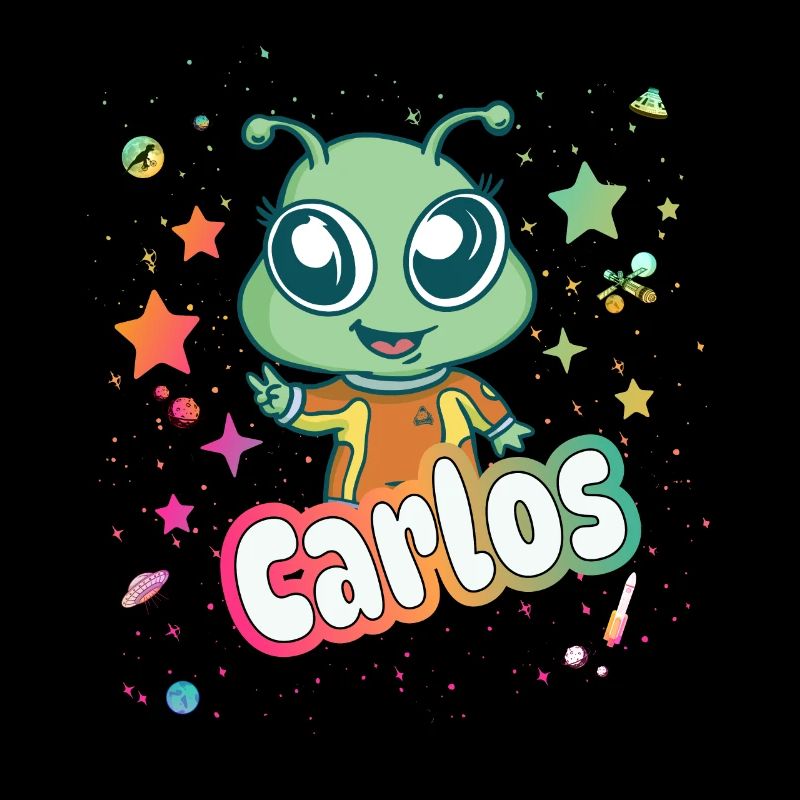 CARLOS - Beautiful boy name with cute alien