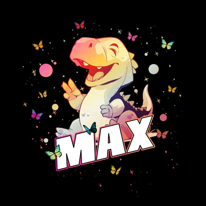 MAX - Beau nom de garçon avec mignon DINO T-REX