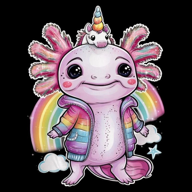Mignon axolotl avec tenue de licorne