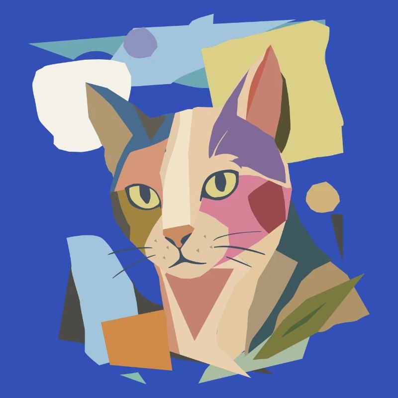 Abstrakte Katze im modernen Farbblock-Design