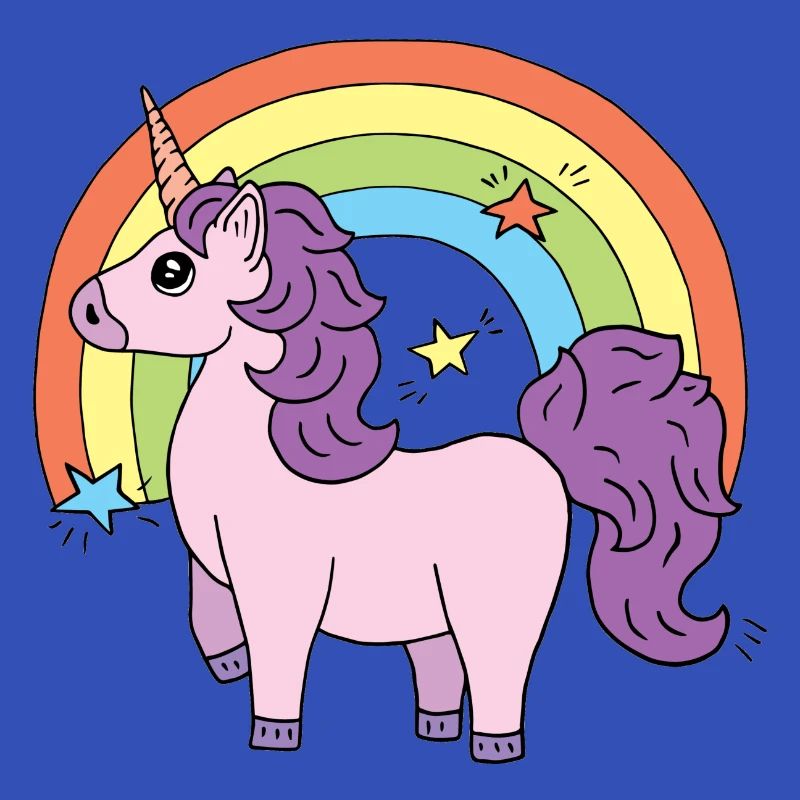 Licorne Elsbeth devant un arc-en-ciel