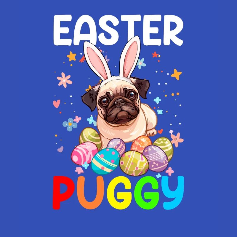 Pug easter eggs Hunting easter day