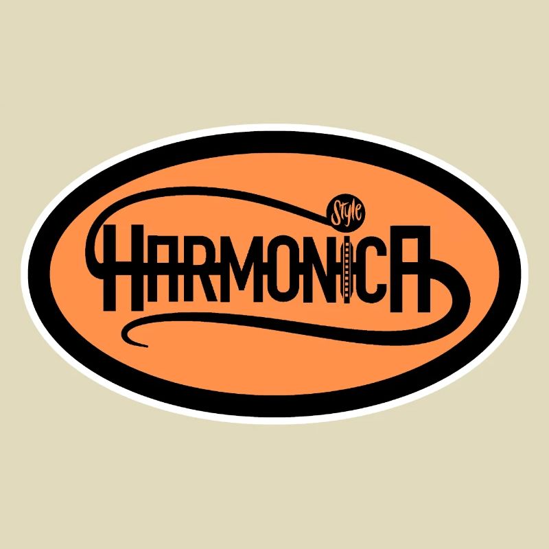 Harmonica Logo Style white edge for harmonica player