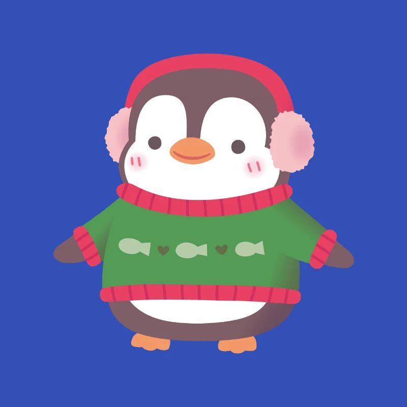 Pingouin mignon avec pull de poisson
