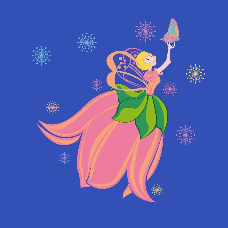 Fabuleuse fée des fleurs avec papillon