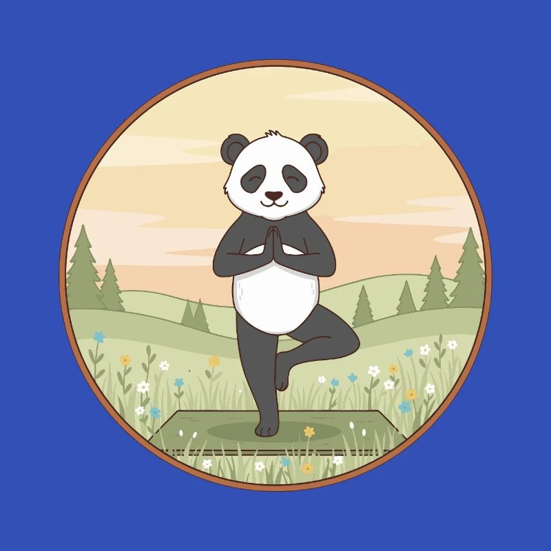 Yoga Panda Bear Doing Tree Pose Art