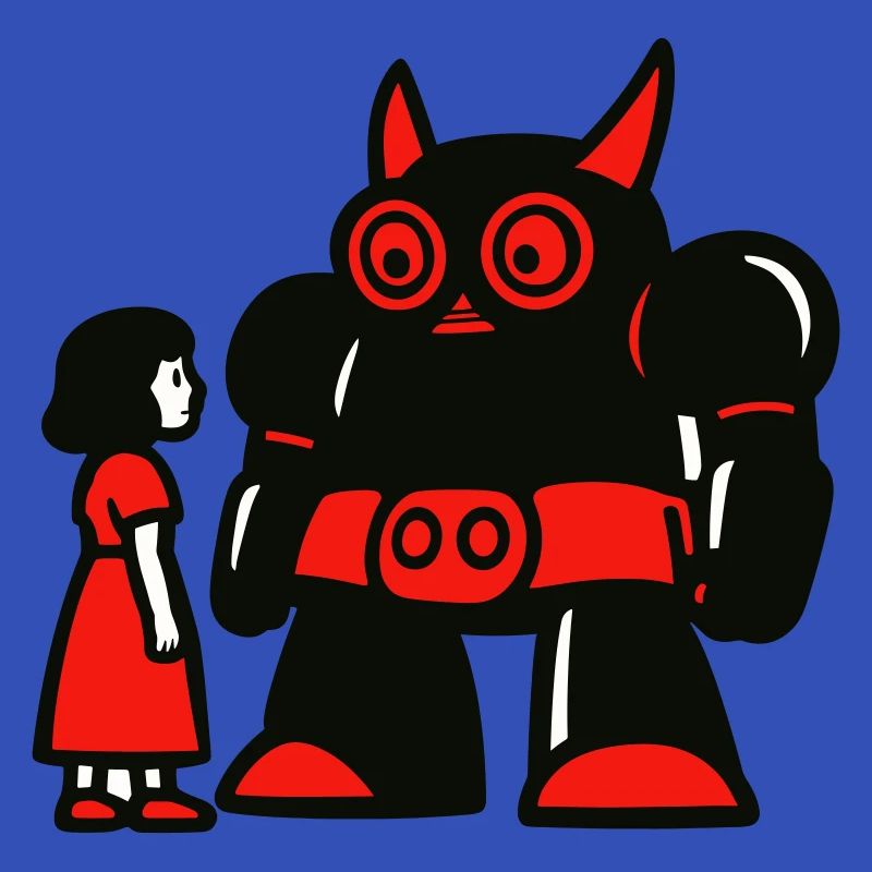 Mädchen und Roboter