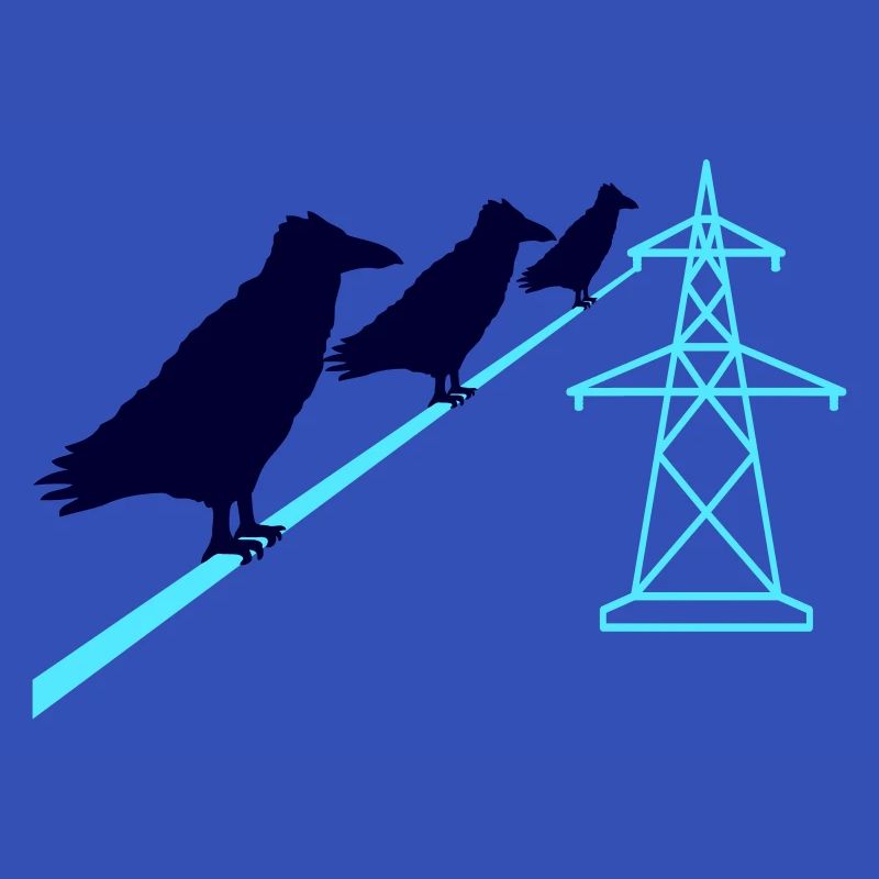 3 Ravens Sitting Câble d’alimentation Corde Câble d’alimentation Itinéraire du câble d’alimentation