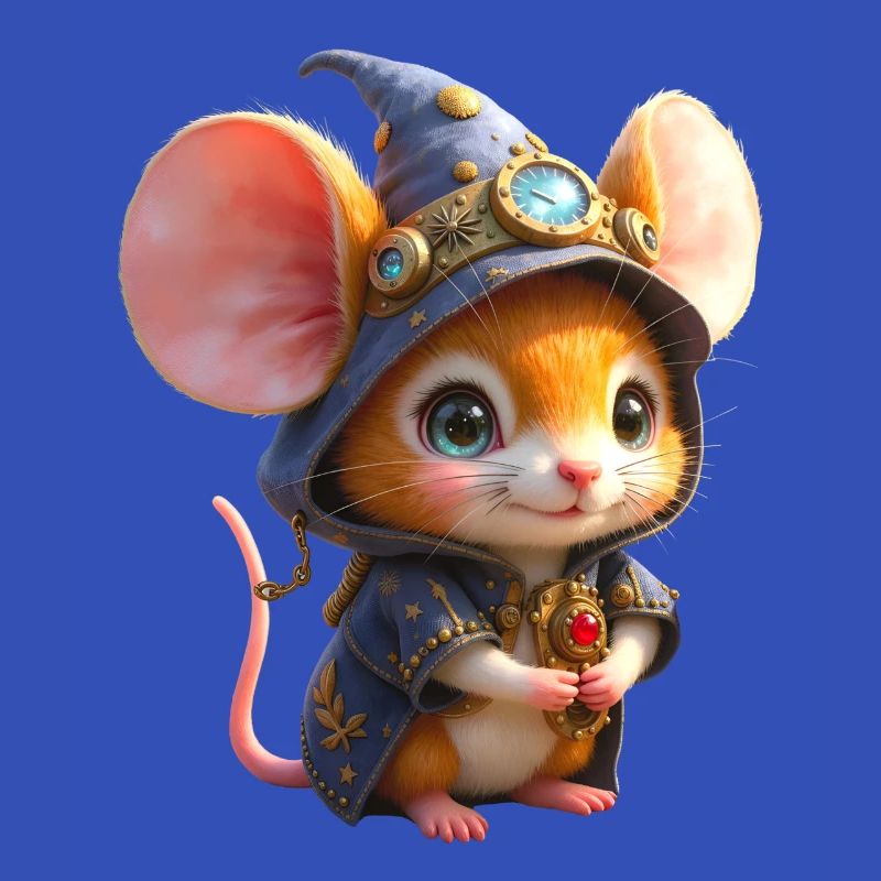 Blue Steampunk Wizard Mouse