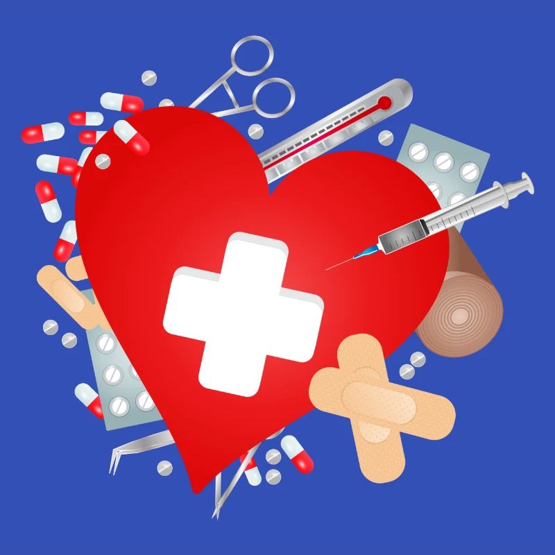 Erste Hilfe Set oder Reiseapotheke mit Herz