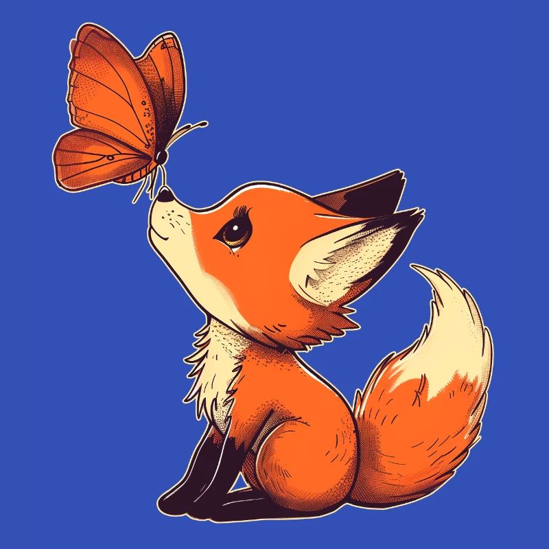 Fuchs mit Schmetterling