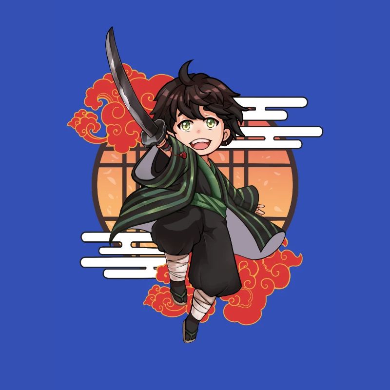 Chibi Samurai Junge mit Katana