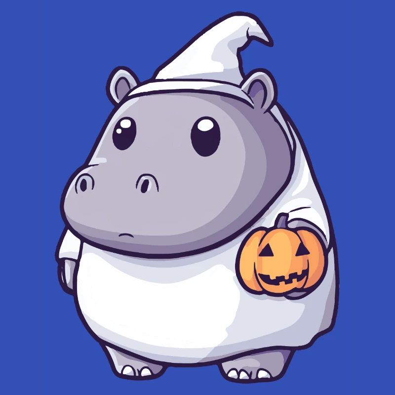 Nilpferd Halloween Comic Geist