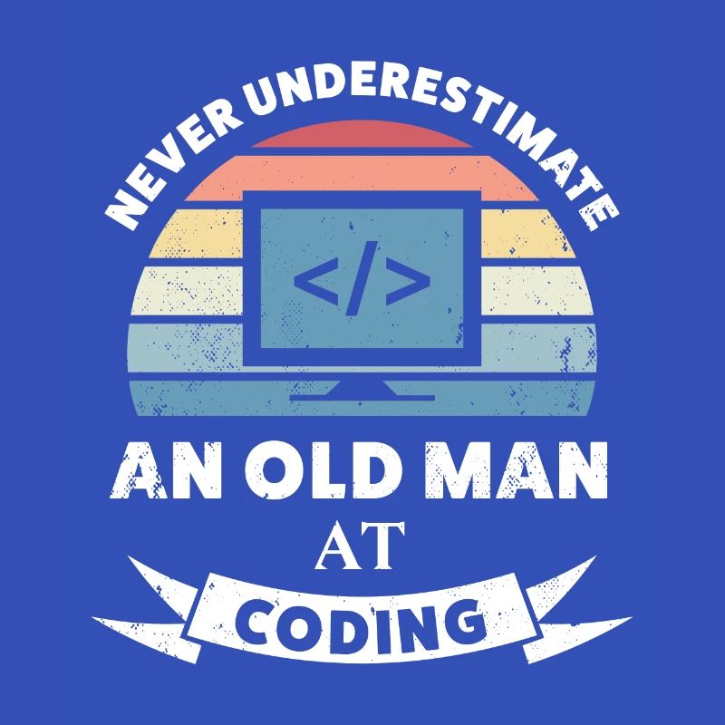 Lustiger alter Mann beim Codieren-Programmiergeschenk