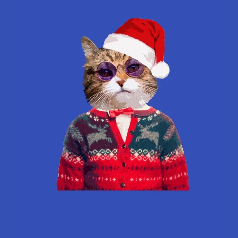 Chat dans le pull de Noël laid