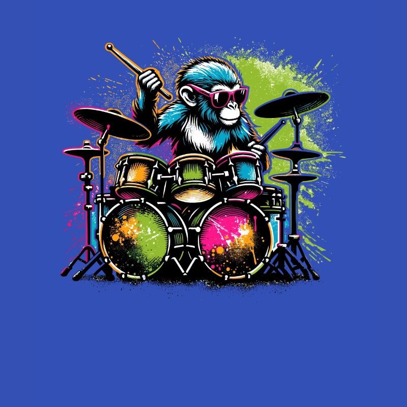 Monkey Playing Drums Drum Drummer Drumming