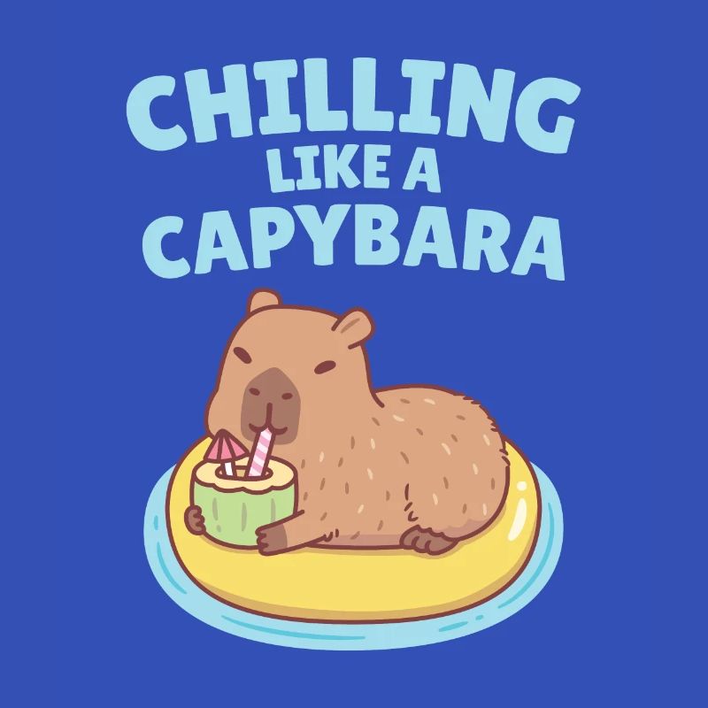 Capybara On Pool Float Chilling Like A Capybara